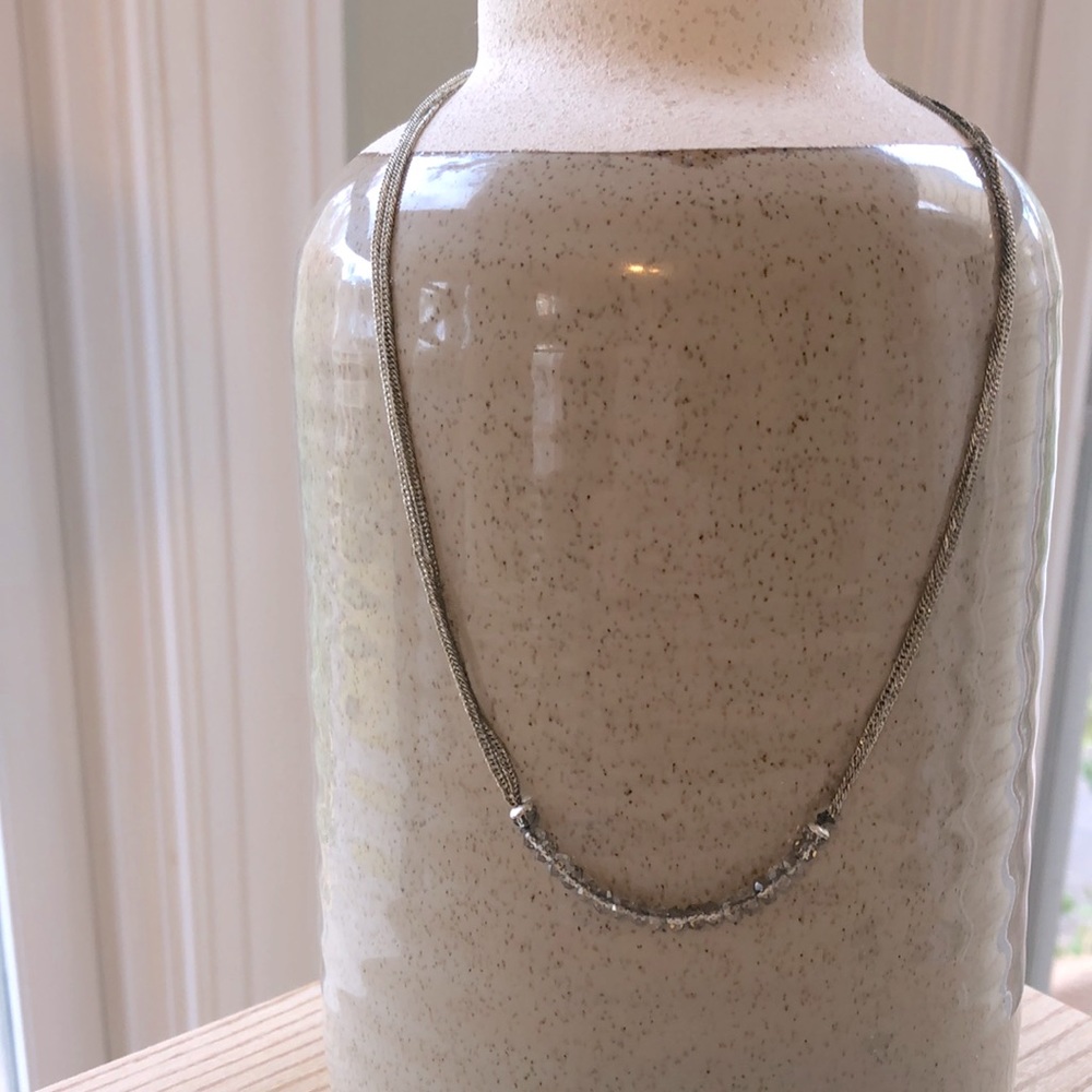 Stella & Dot dainty silver beaded necklace